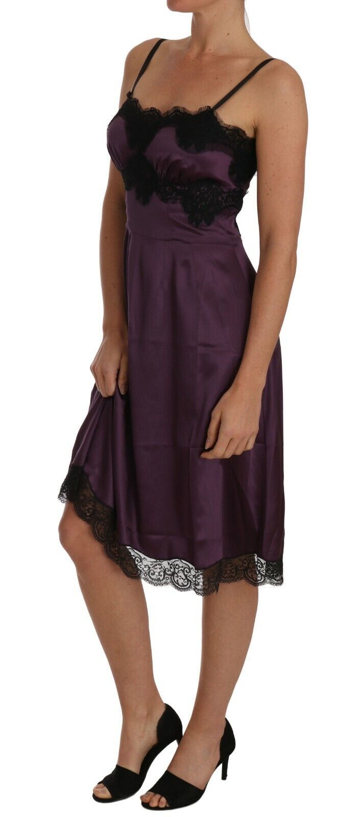 Dolce & Gabbana Elegant Purple Silk Lace Chemise Dress - Elegance Online Limited