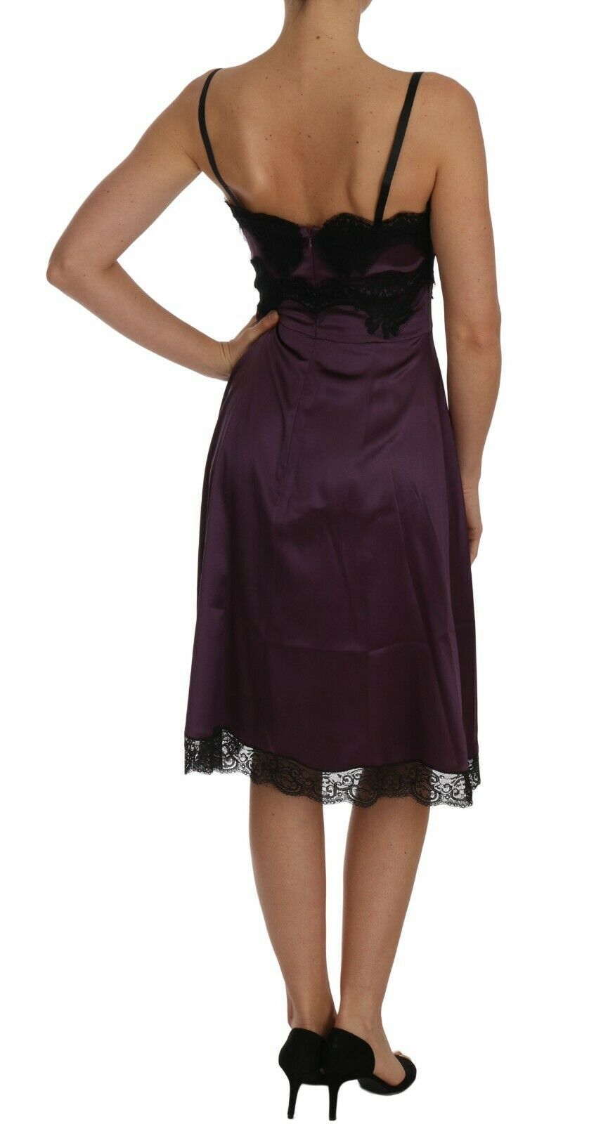 Dolce & Gabbana Elegant Purple Silk Lace Chemise Dress - Elegance Online Limited