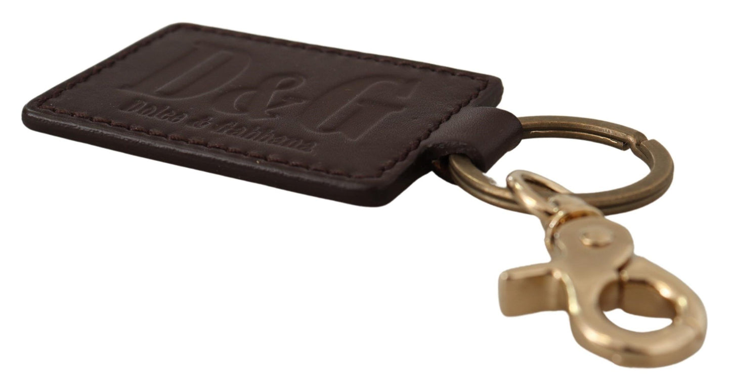 Dolce & Gabbana Elegant Unisex Leather Keyring with Gold Detail - Elegance Online Limited