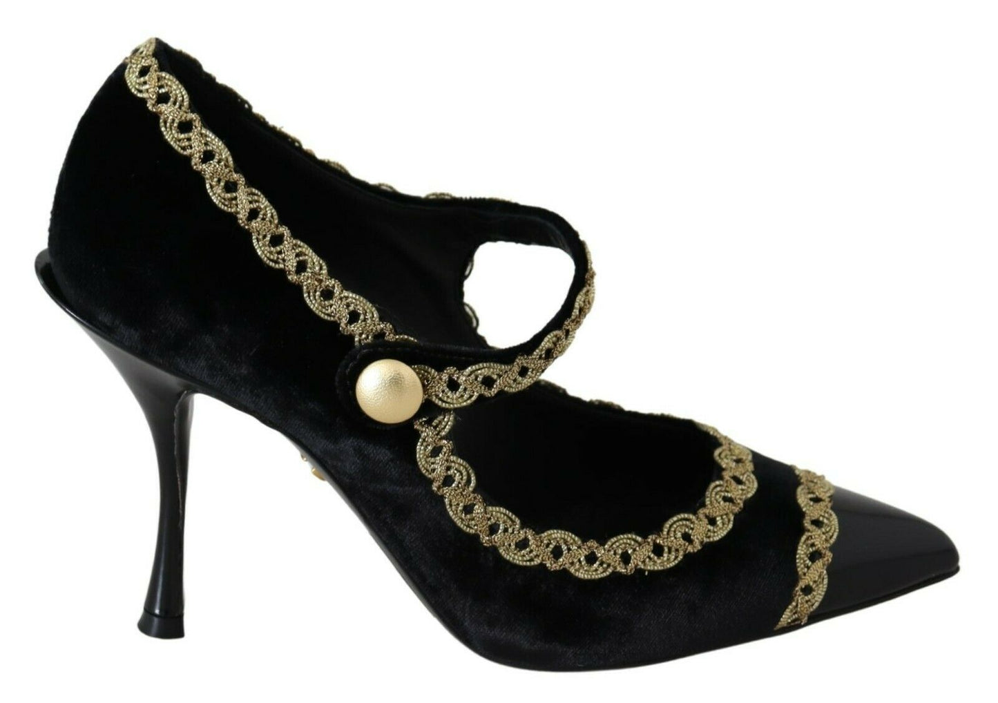 Dolce & Gabbana Elegant Gold-Embroidered Black Velvet Pumps - Elegance Online Limited