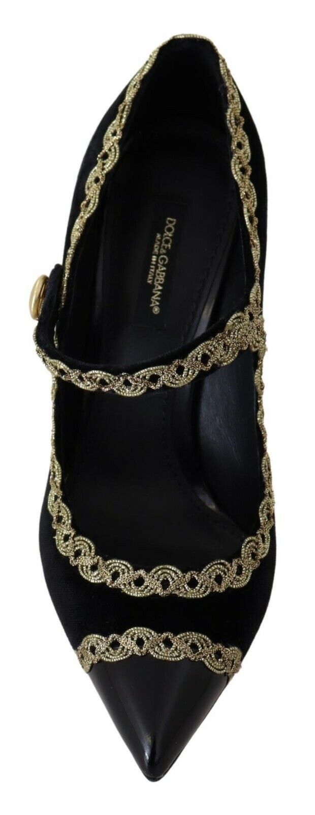 Dolce & Gabbana Elegant Gold-Embroidered Black Velvet Pumps - Elegance Online Limited