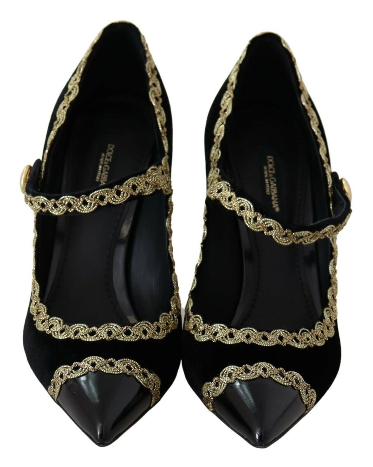 Dolce & Gabbana Elegant Gold-Embroidered Black Velvet Pumps - Elegance Online Limited