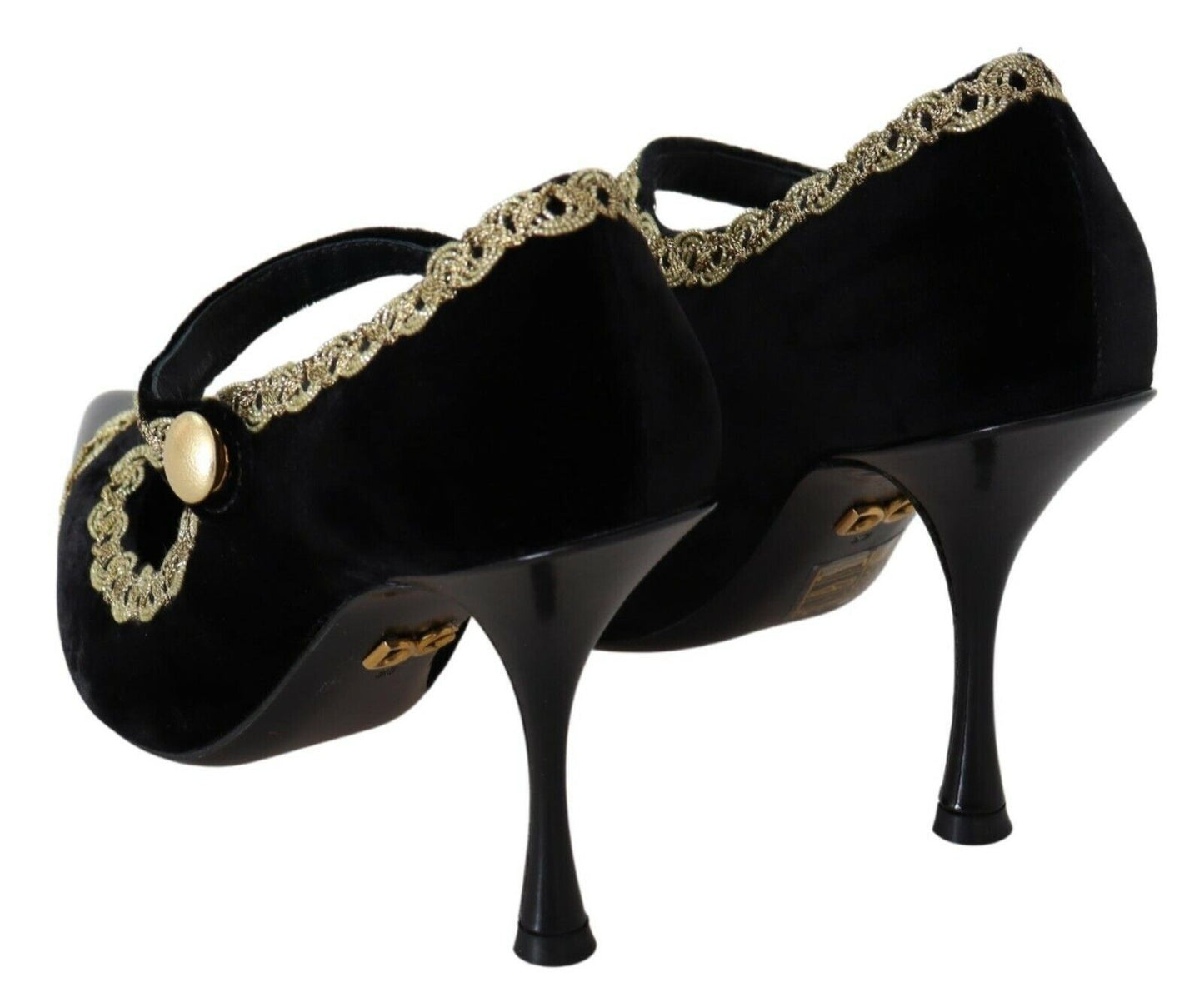 Dolce & Gabbana Elegant Gold-Embroidered Black Velvet Pumps - Elegance Online Limited