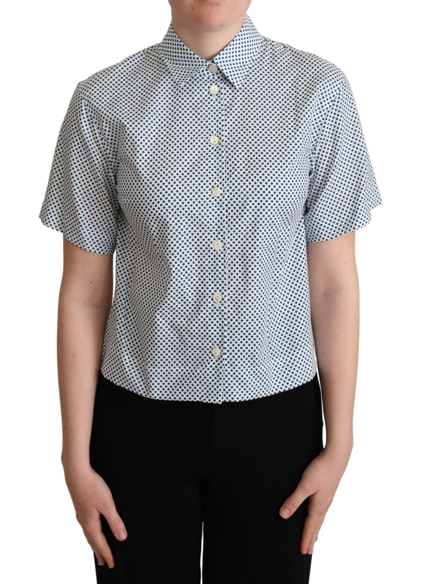 Dolce & Gabbana Elegant Polka Dot Cotton Polo Shirt - Elegance Online Limited