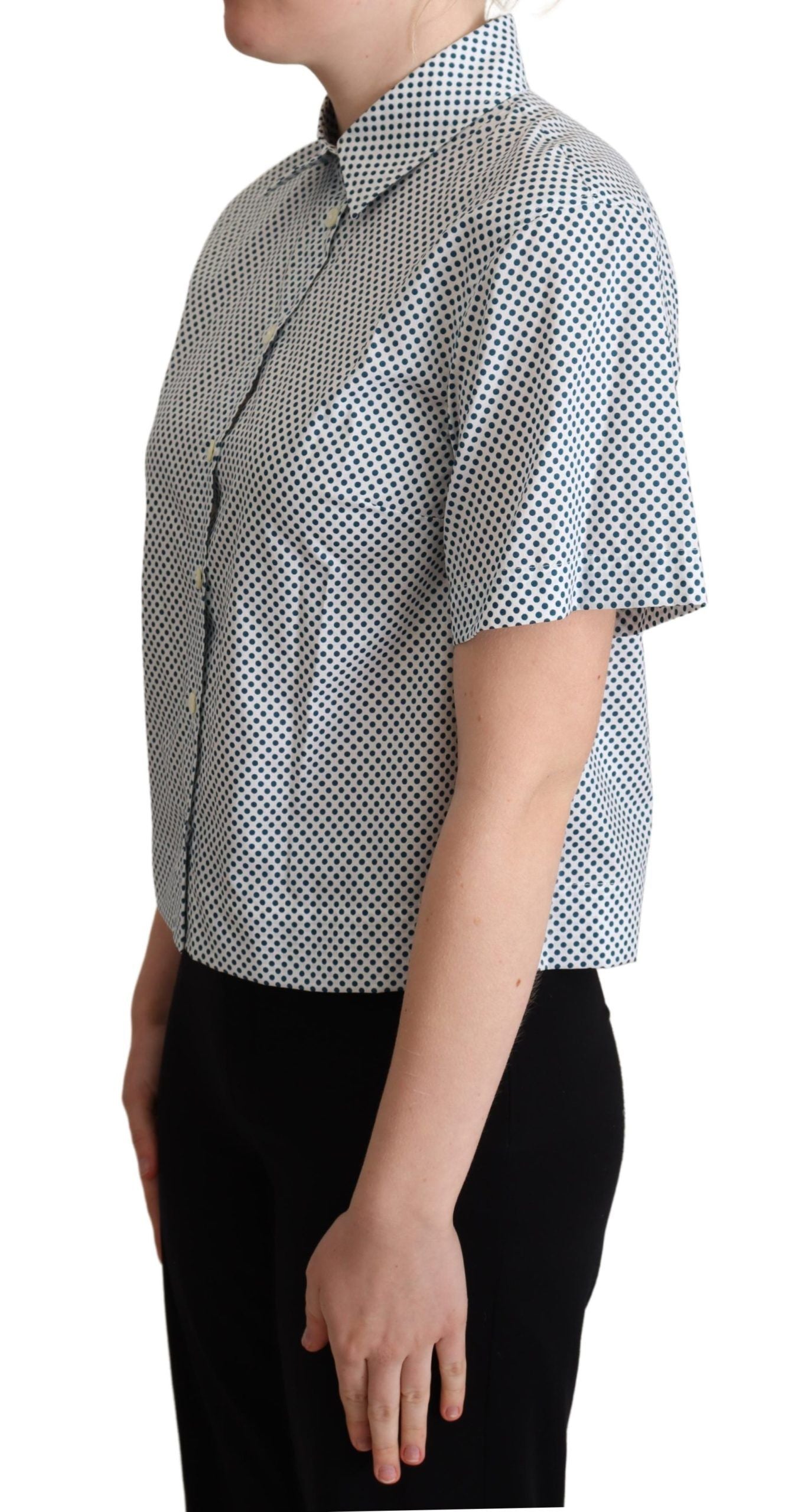 Dolce & Gabbana Elegant Polka Dot Cotton Polo Shirt - Elegance Online Limited