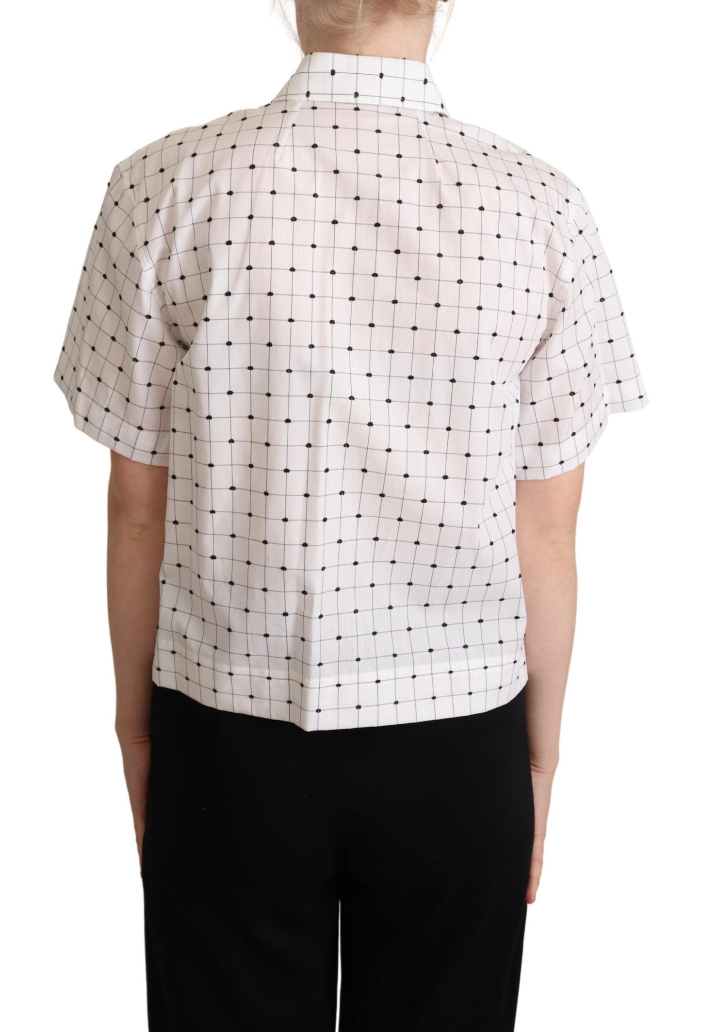 Dolce & Gabbana Chic Monochrome Polka Dot Polo Top - Elegance Online Limited