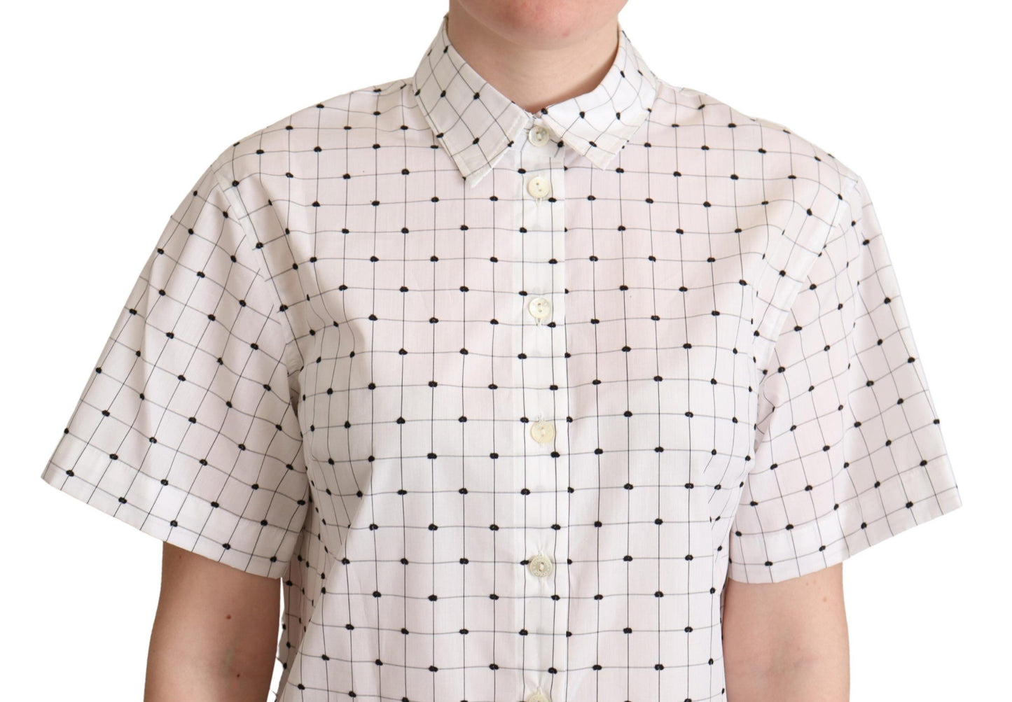 Dolce & Gabbana Chic Monochrome Polka Dot Polo Top - Elegance Online Limited