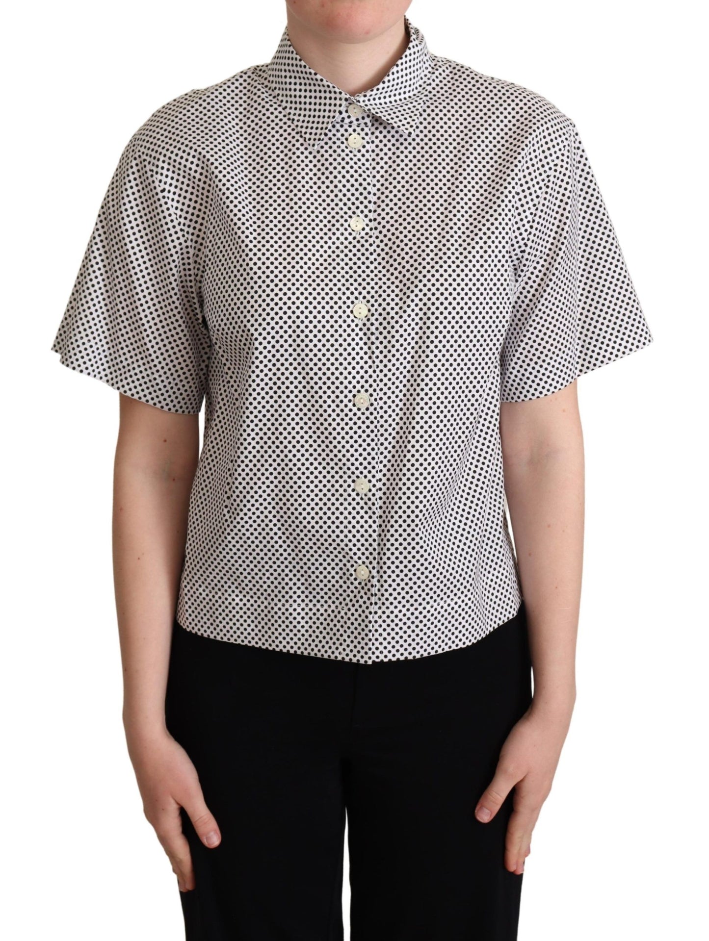 Dolce & Gabbana Elegant Polka Dot Cotton Polo Top - Elegance Online Limited