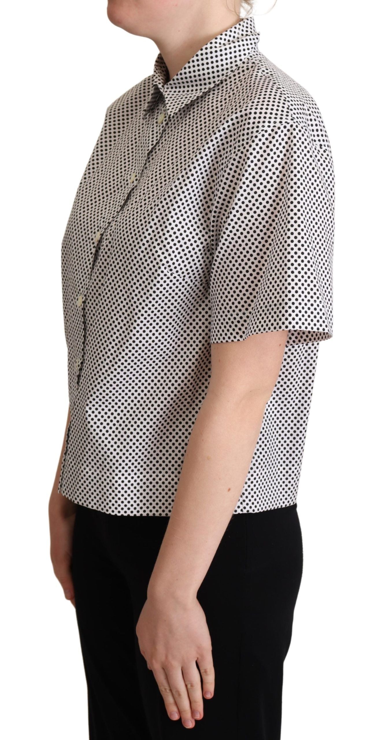 Dolce & Gabbana Elegant Polka Dot Cotton Polo Top - Elegance Online Limited