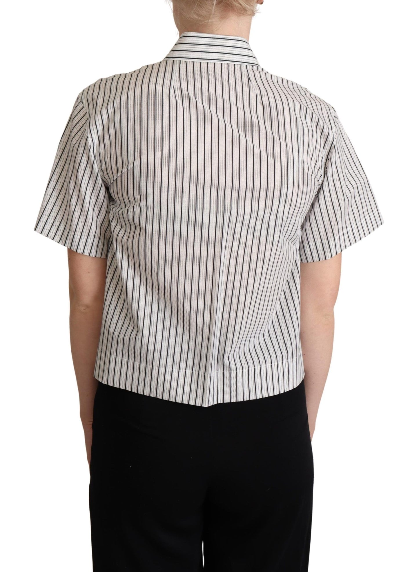 Dolce & Gabbana Chic Monochrome Striped Polo Shirt - Elegance Online Limited