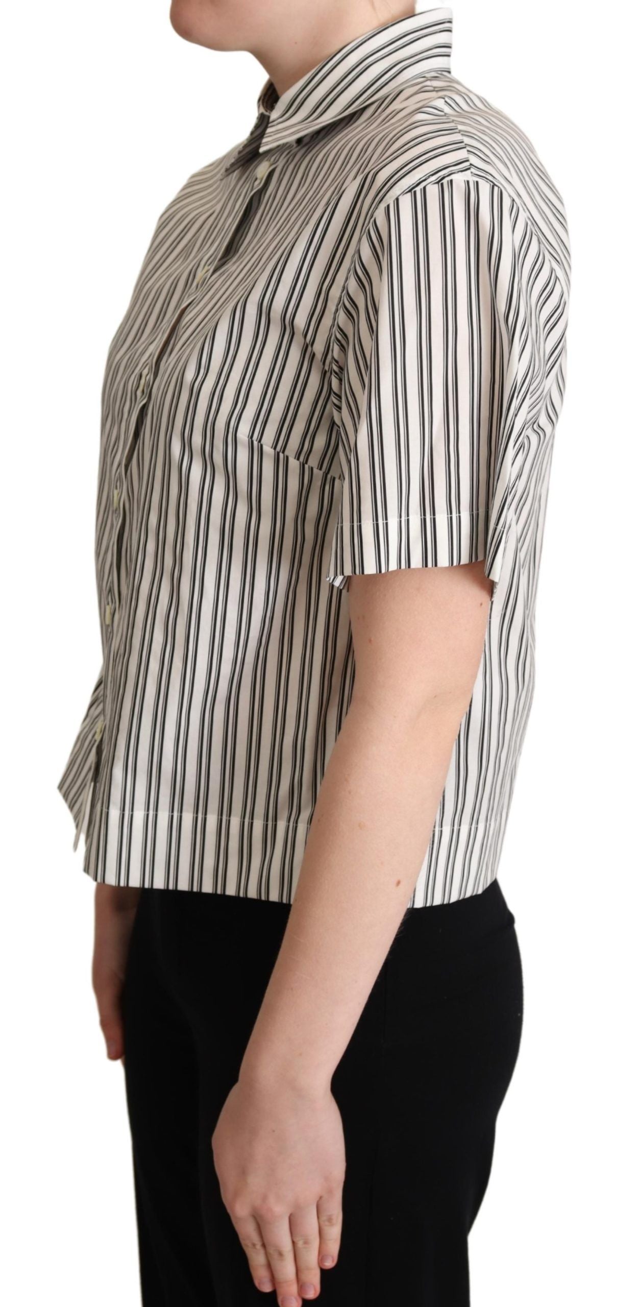 Dolce & Gabbana Elegant Striped Cotton Polo Top - Elegance Online Limited