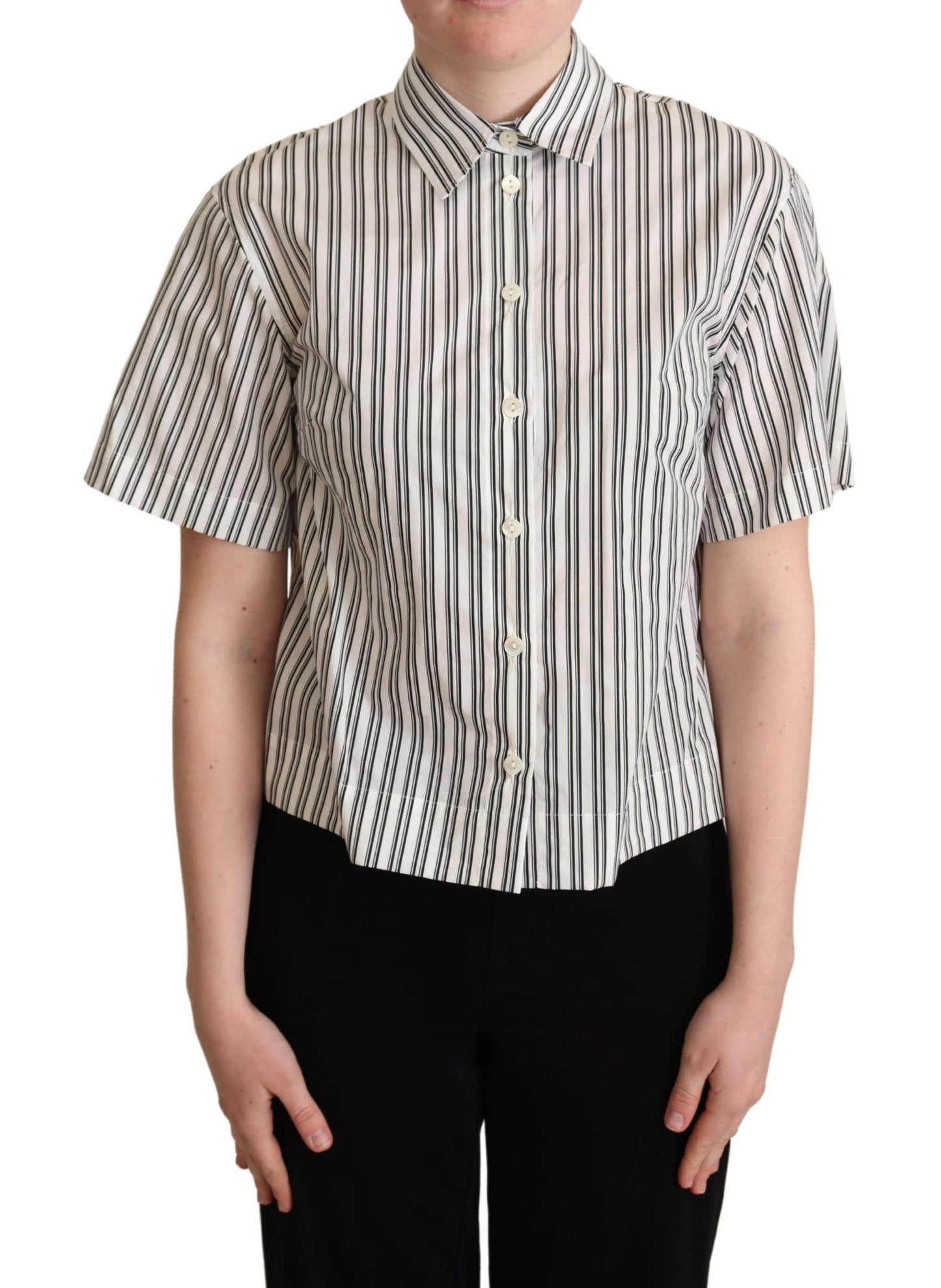 Dolce & Gabbana Elegant Striped Cotton Polo Top - Elegance Online Limited