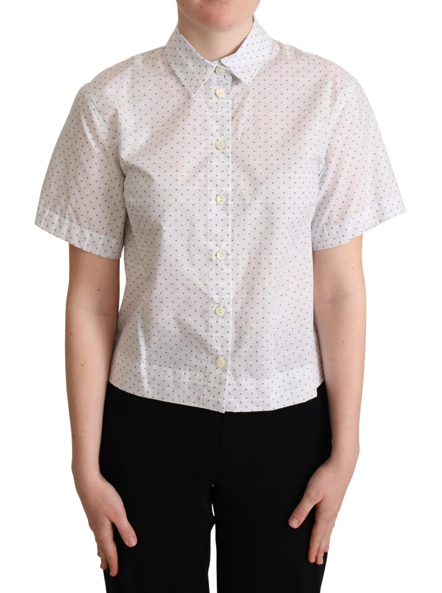 Dolce & Gabbana Elegant Polka Dot Cotton Polo Top - Elegance Online Limited