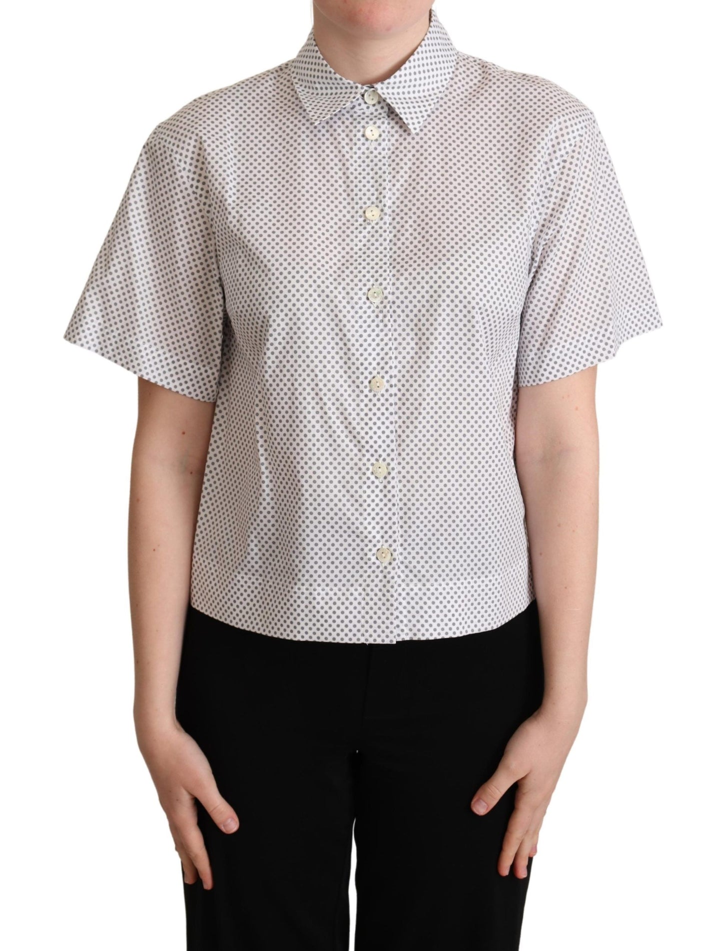 Dolce & Gabbana Chic Gray Polka Dot Short Sleeve Polo - Elegance Online Limited