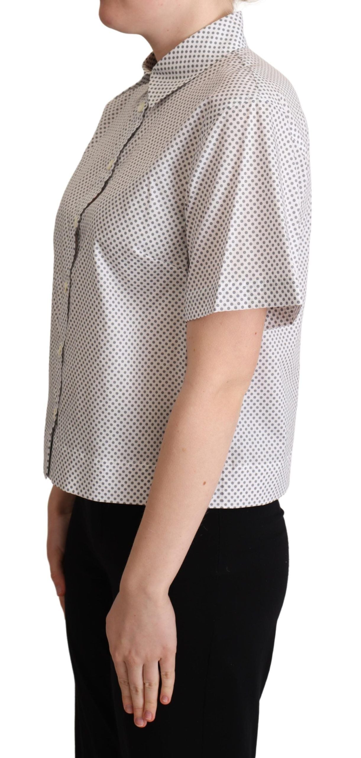 Dolce & Gabbana Chic Gray Polka Dot Short Sleeve Polo - Elegance Online Limited