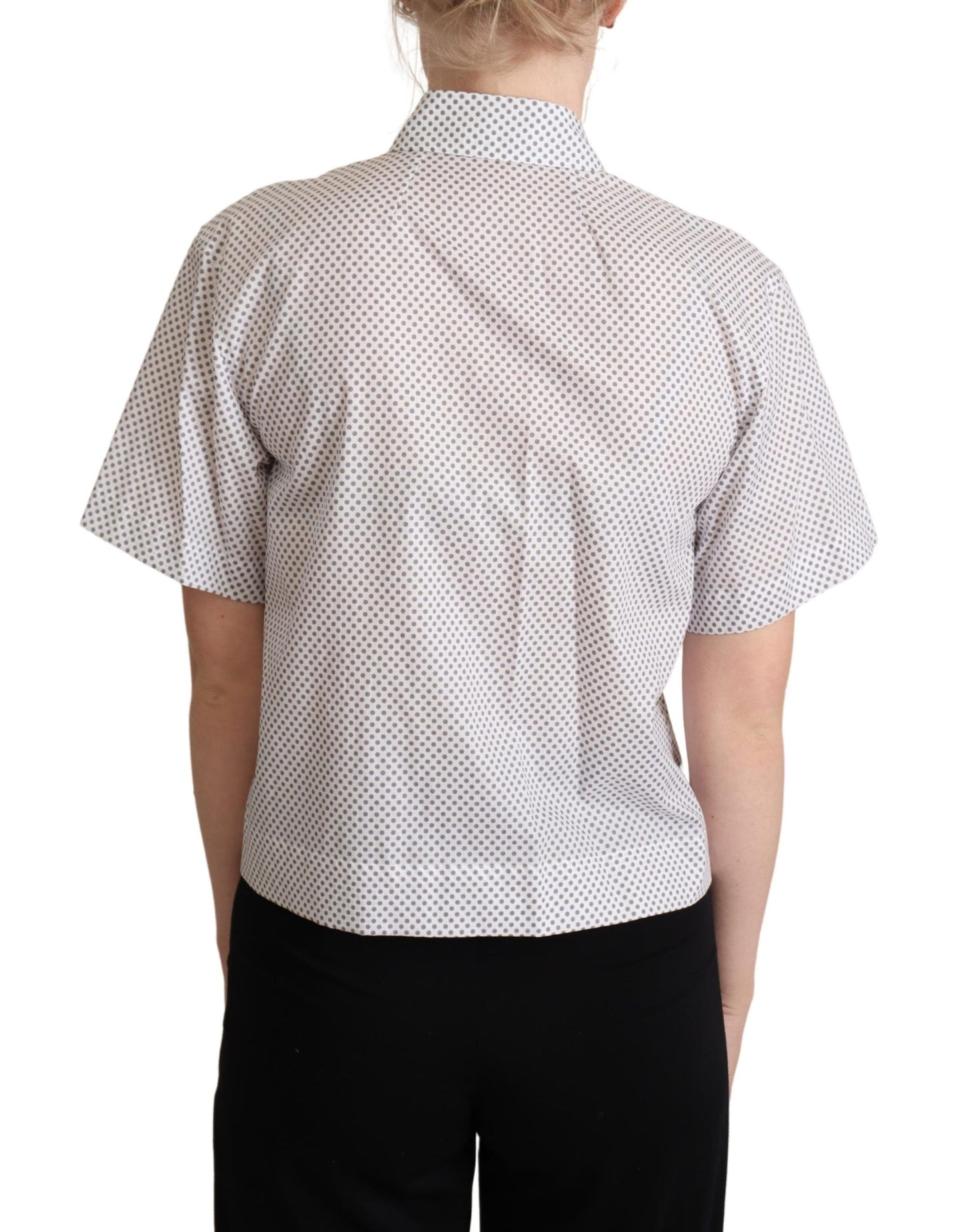 Dolce & Gabbana Chic Gray Polka Dot Short Sleeve Polo - Elegance Online Limited