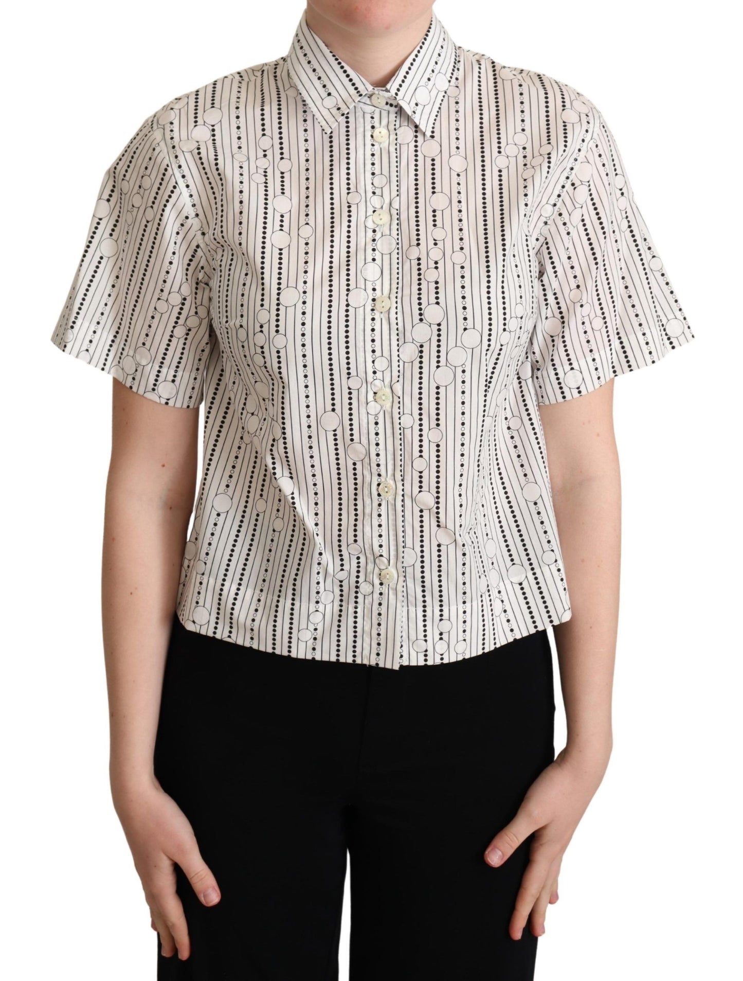 Dolce & Gabbana Geometric Elegance Collared Polo Top - Elegance Online Limited