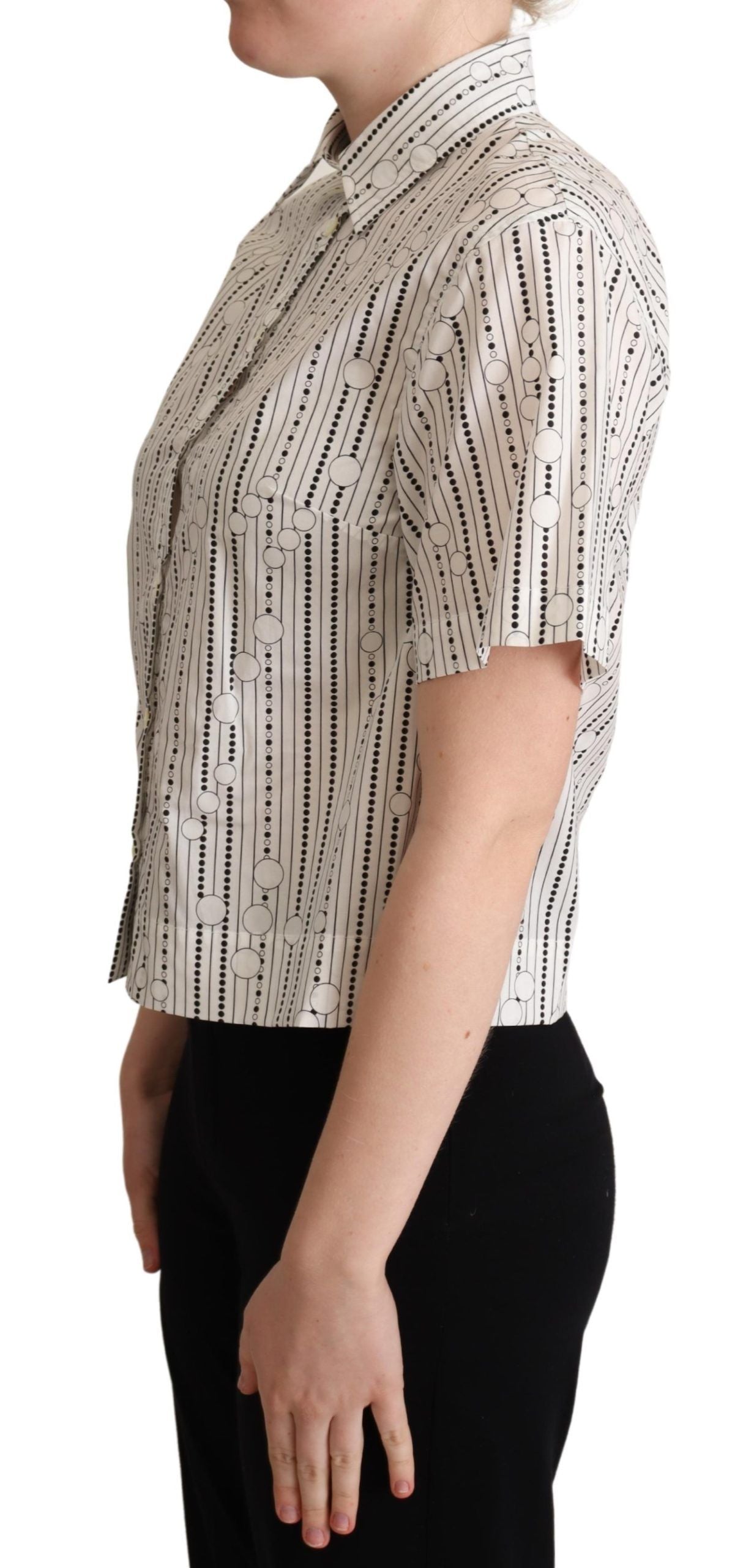 Dolce & Gabbana Geometric Elegance Collared Polo Top - Elegance Online Limited
