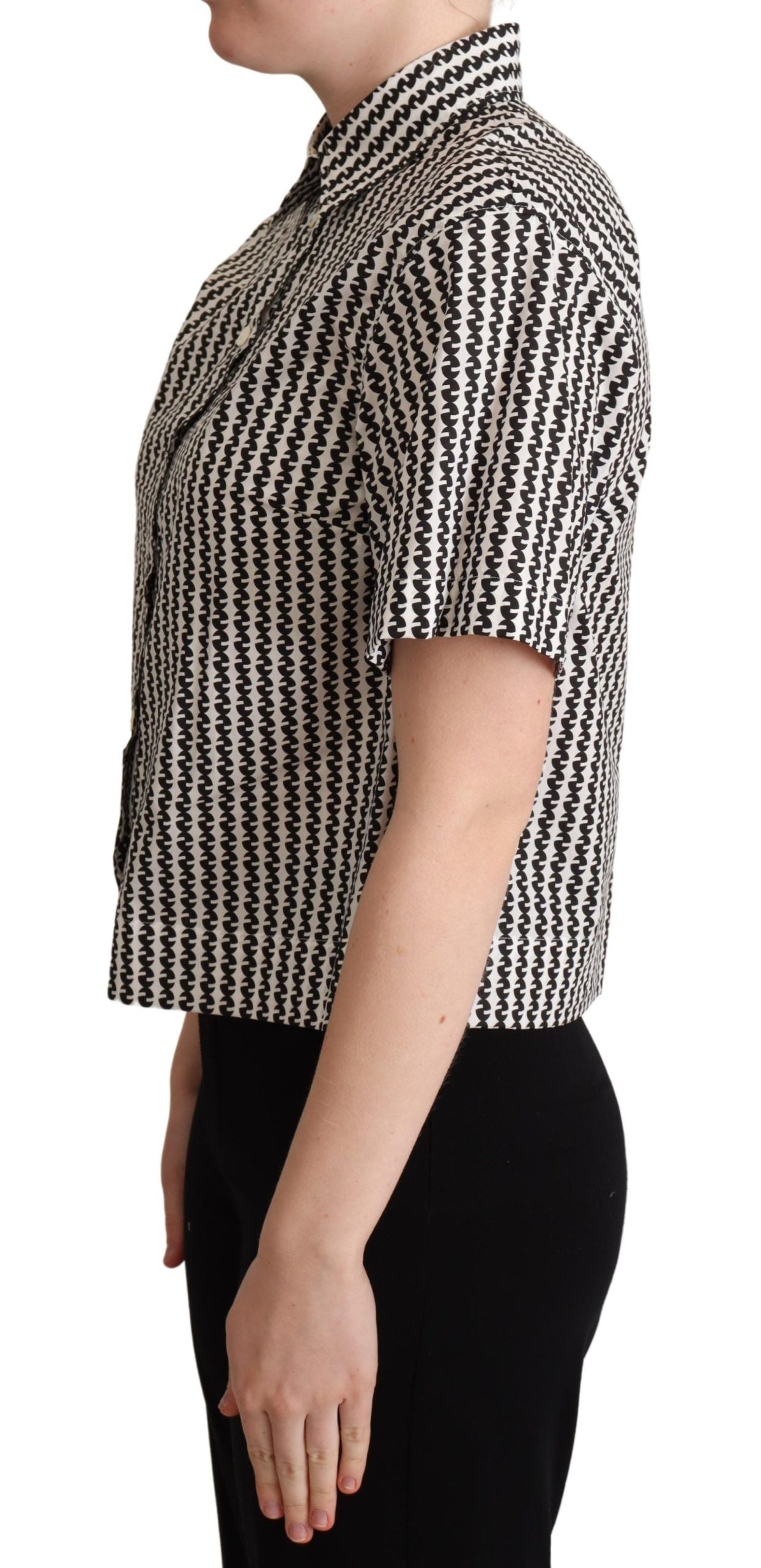Dolce & Gabbana Elegant Black and White Patterned Cotton Polo - Elegance Online Limited