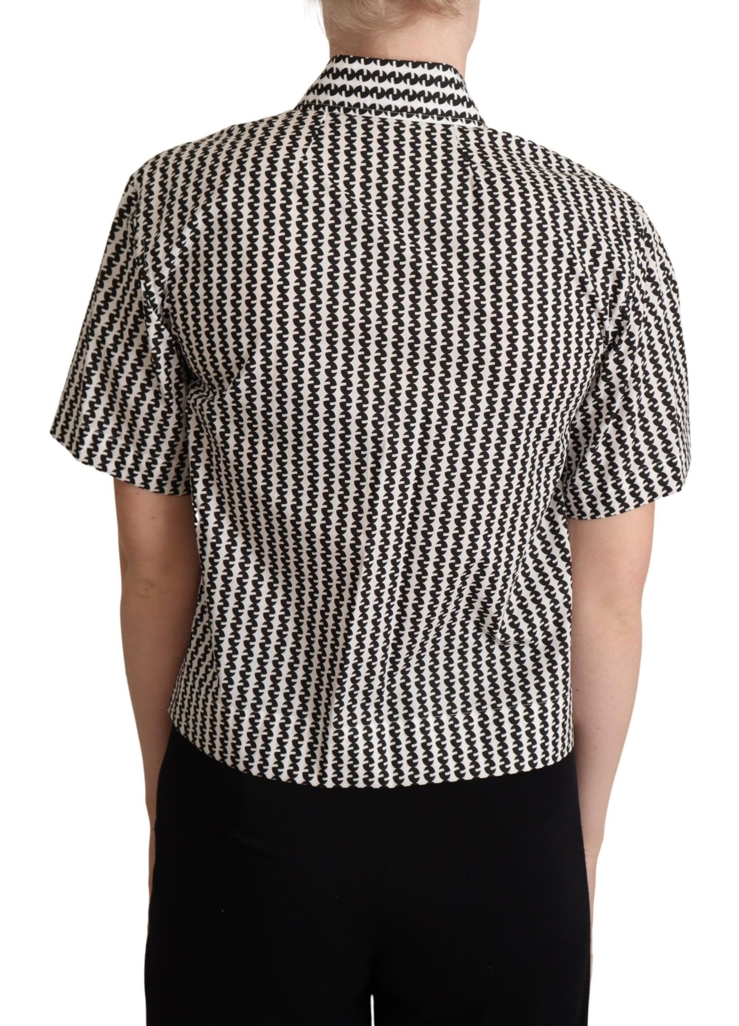 Dolce & Gabbana Elegant Black and White Patterned Cotton Polo - Elegance Online Limited