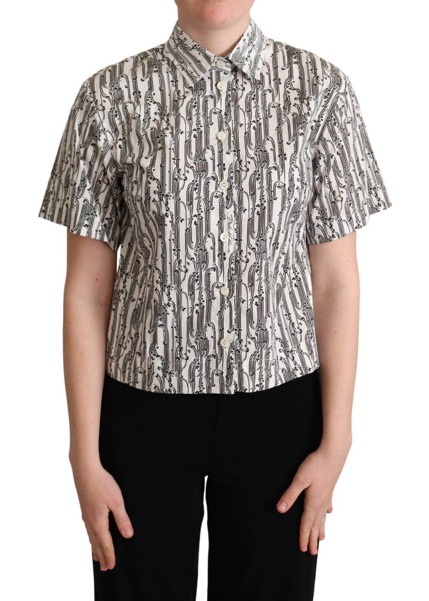 Dolce & Gabbana Elegant Floral Cotton Polo Top - Elegance Online Limited