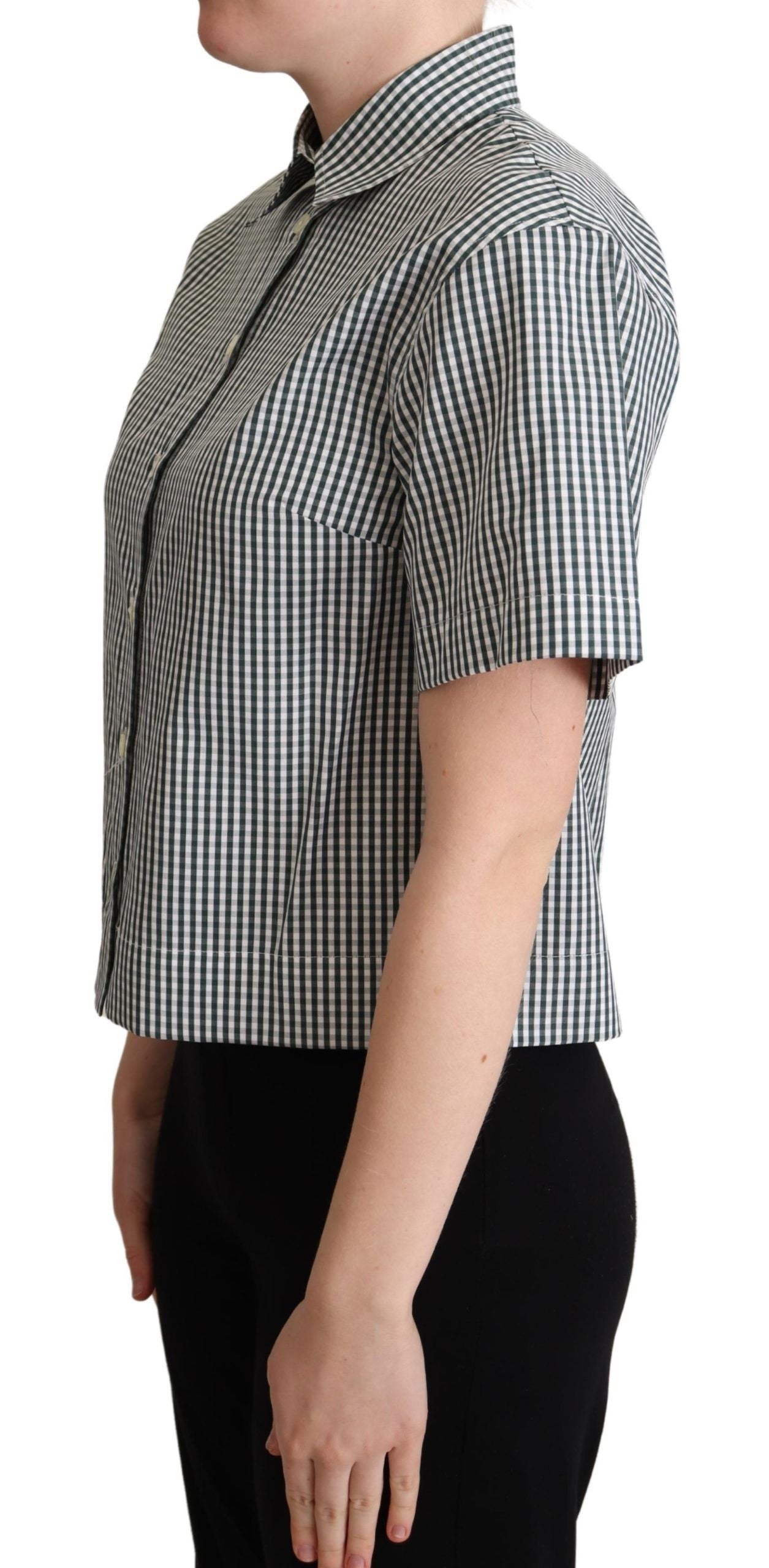 Dolce & Gabbana Elegant Checkered Cotton Polo Top - Elegance Online Limited