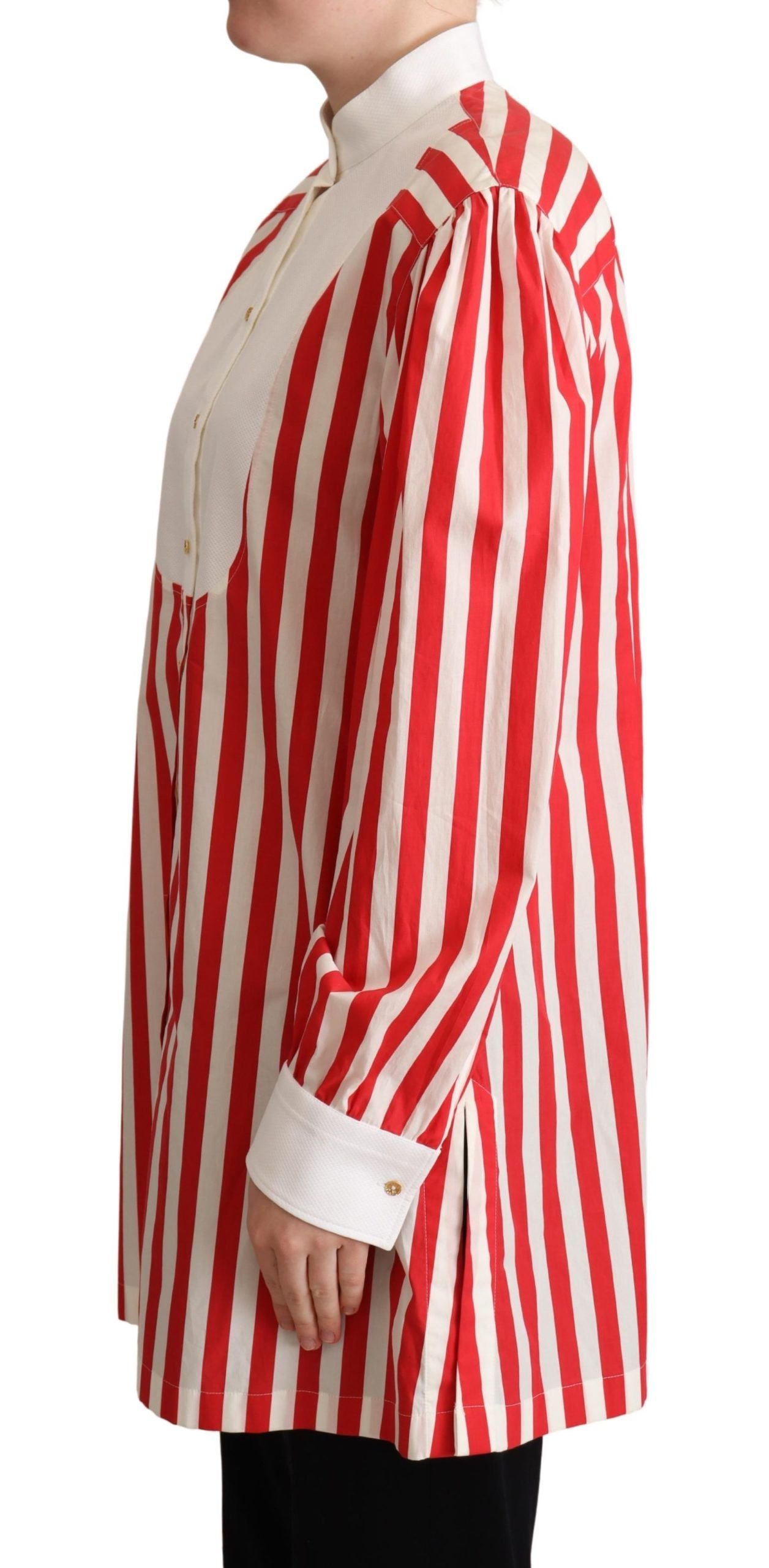 Dolce & Gabbana Elegant Red and White Stripe Cotton Polo Top - Elegance Online Limited