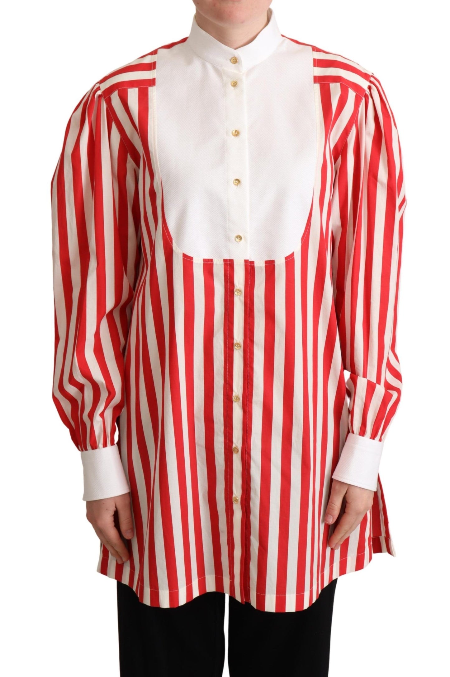 Dolce & Gabbana Elegant Red and White Stripe Cotton Polo Top - Elegance Online Limited