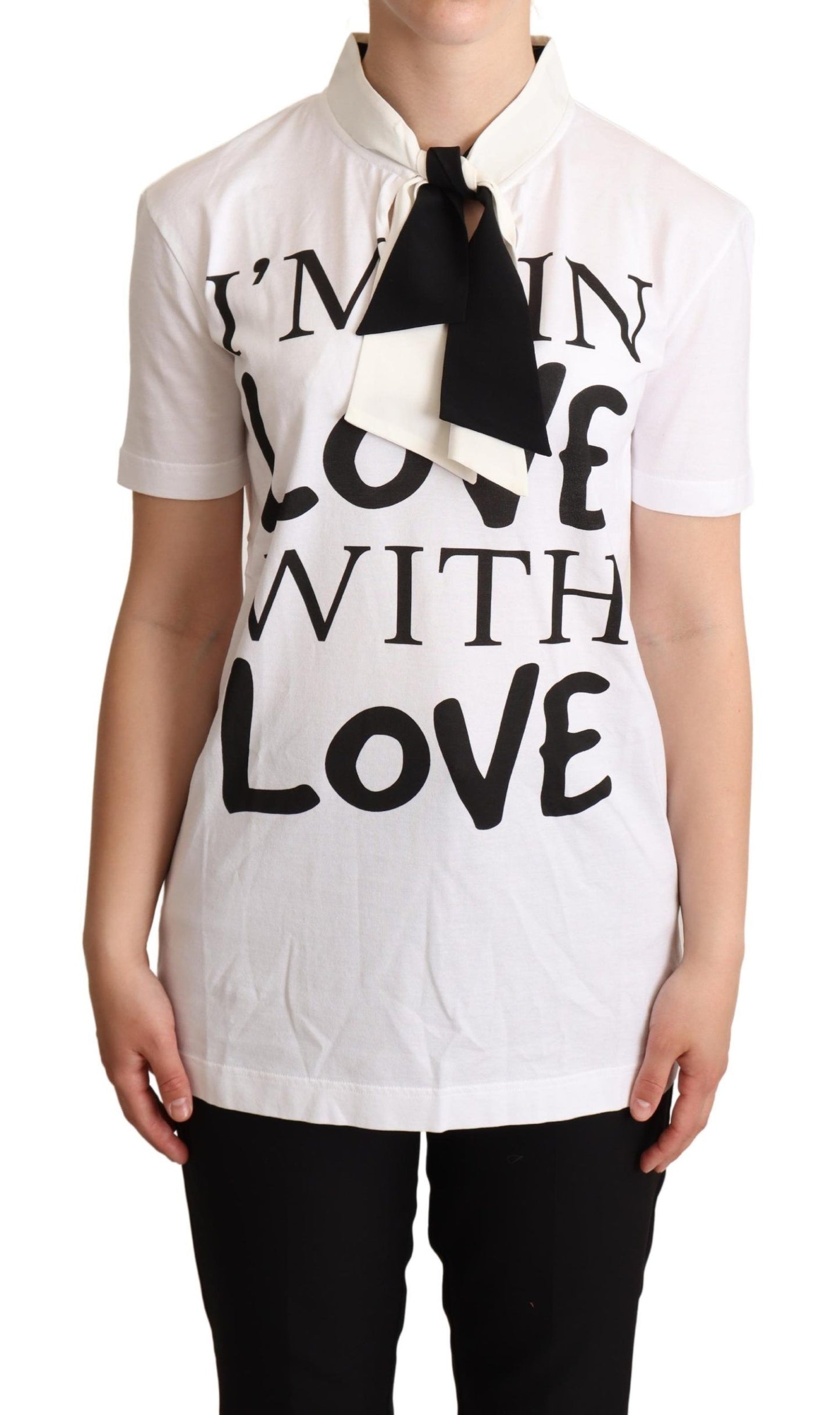 Dolce & Gabbana Chic T-shirt en coton et soie avec slogan d'amour