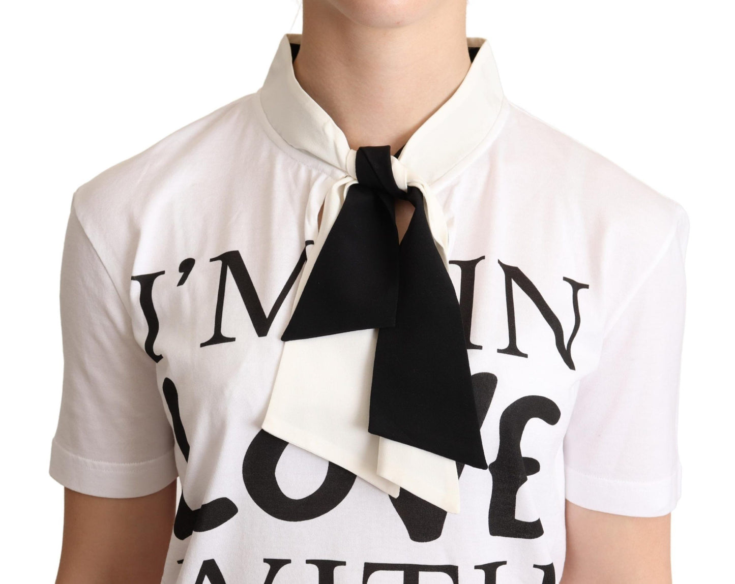 Dolce & Gabbana Chic T-shirt en coton et soie avec slogan d'amour