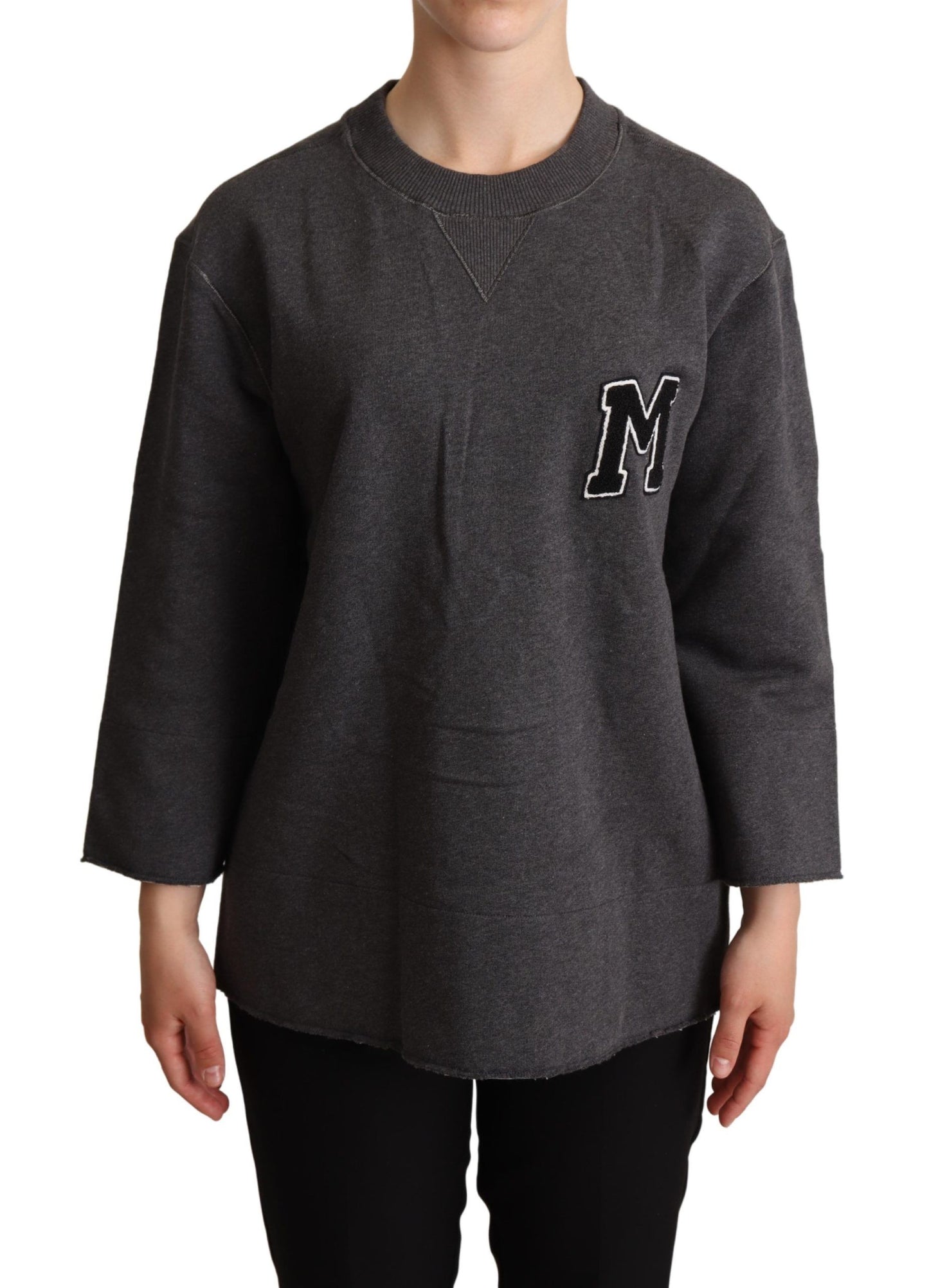 Dolce & Gabbana Chic Gray Embroidered Cotton Sweater - Elegance Online Limited