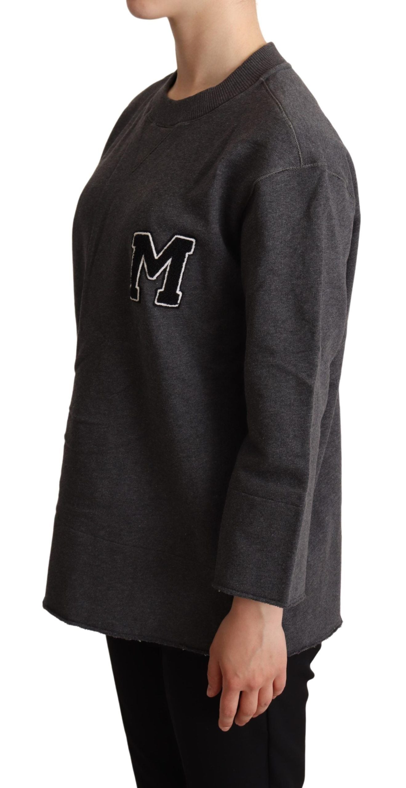 Dolce & Gabbana Chic Gray Embroidered Cotton Sweater - Elegance Online Limited