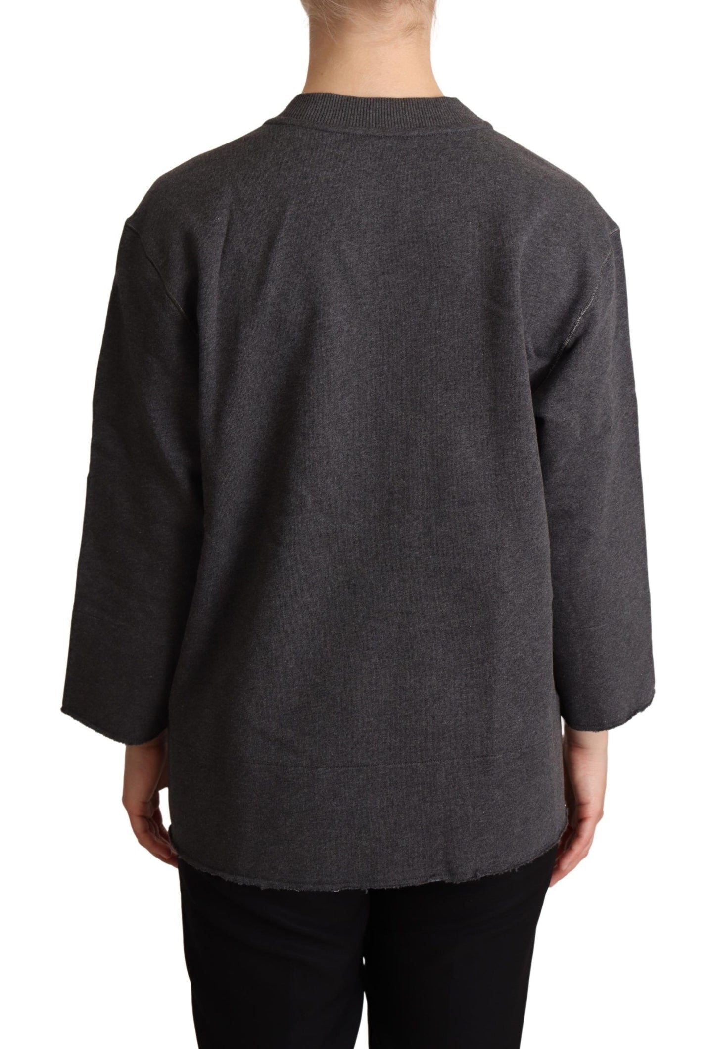 Dolce & Gabbana Chic Gray Embroidered Cotton Sweater - Elegance Online Limited
