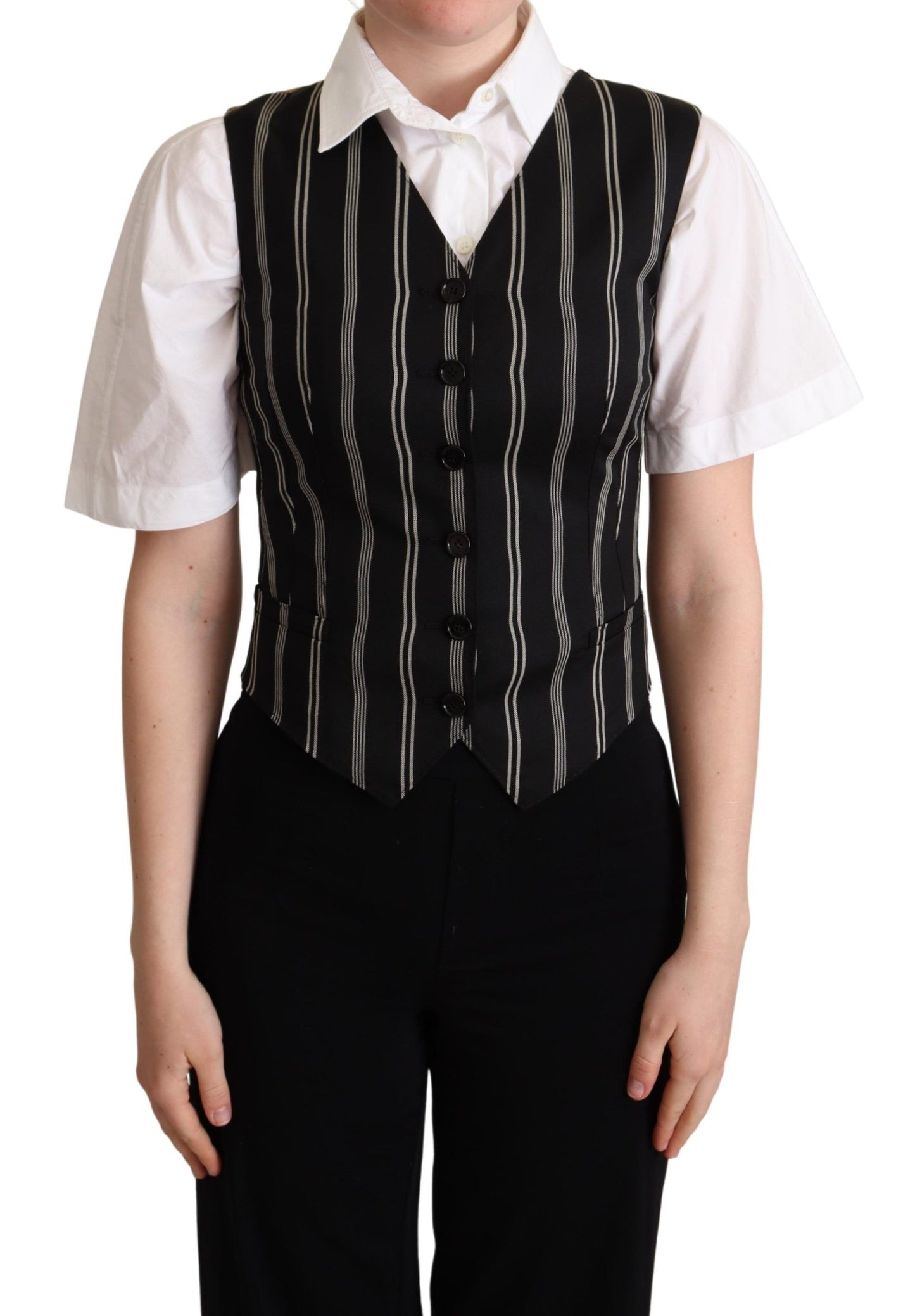 Dolce & Gabbana Chic Black Leopard Print Waistcoat - Elegance Online Limited