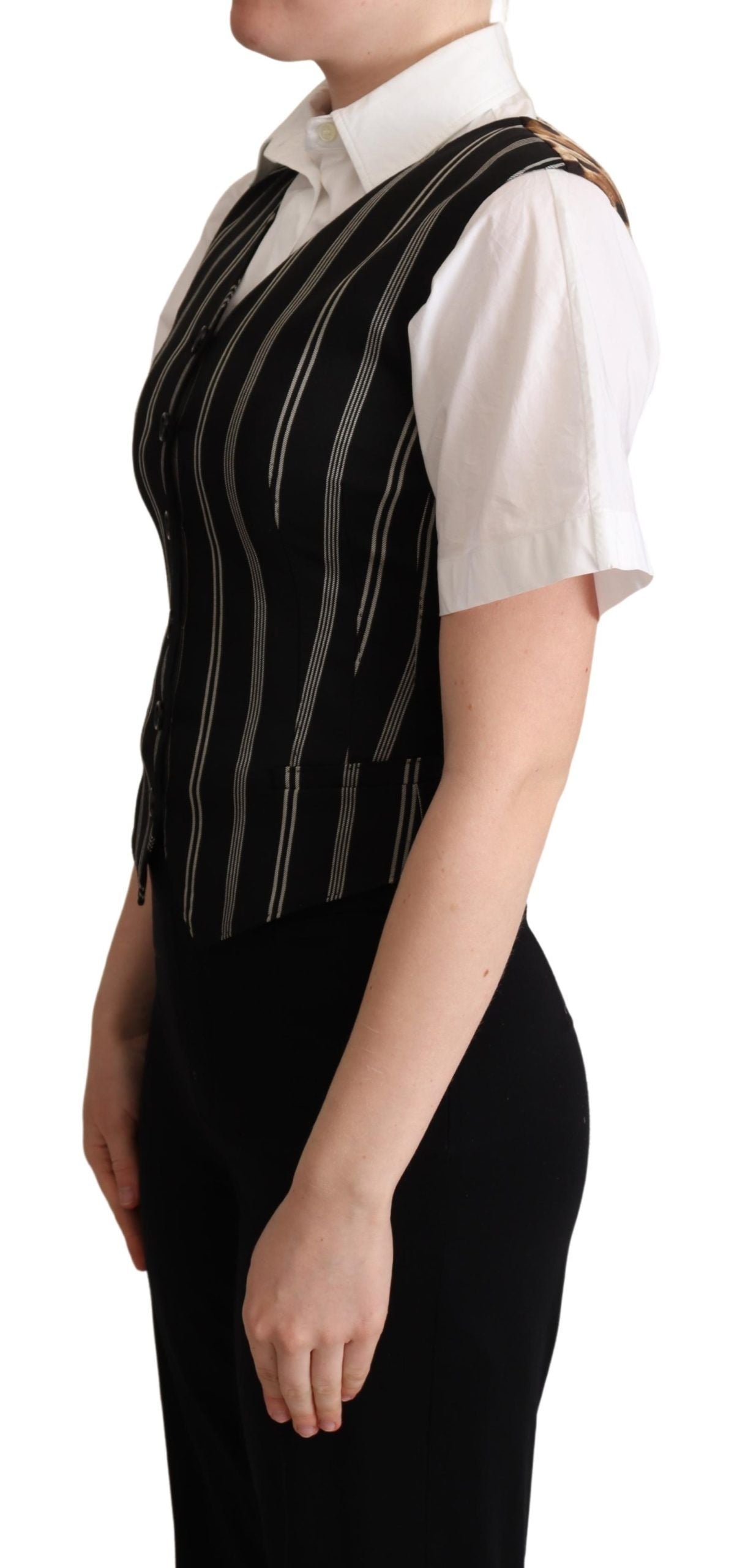Dolce & Gabbana Chic Black Leopard Print Waistcoat - Elegance Online Limited