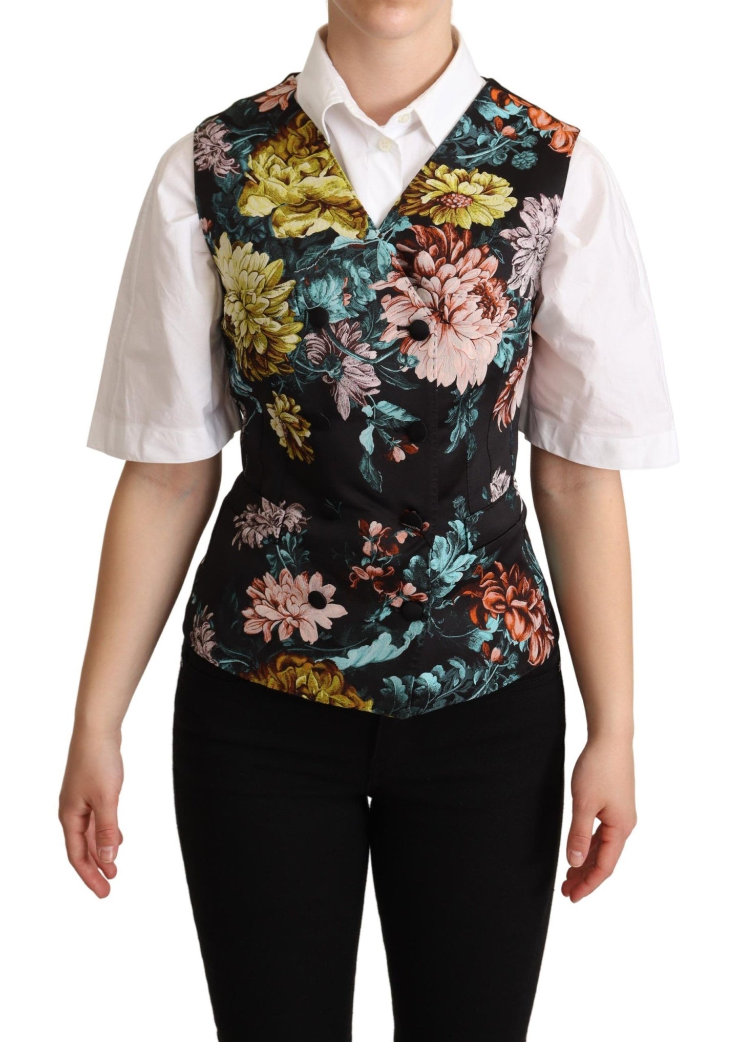 Dolce & Gabbana Exquisite Floral Jacquard Waistcoat - Elegance Online Limited