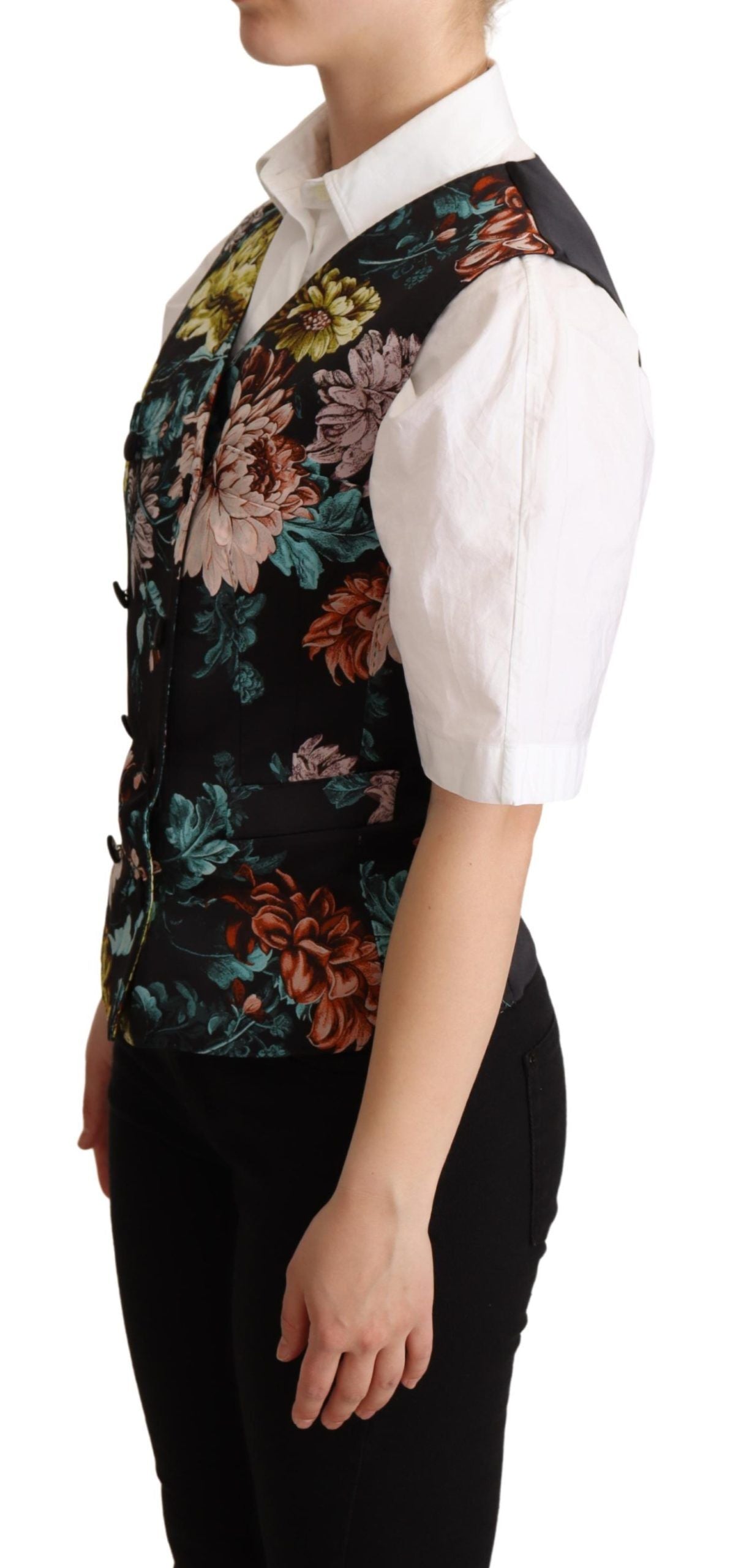 Dolce & Gabbana Exquisite Floral Jacquard Waistcoat - Elegance Online Limited