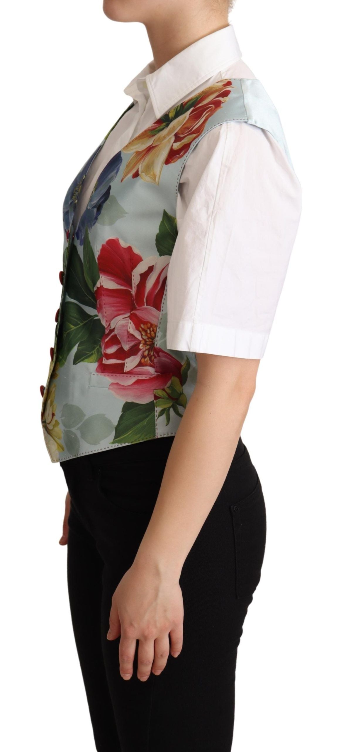 Dolce & Gabbana Elegant Floral Print Silk Waistcoat - Elegance Online Limited