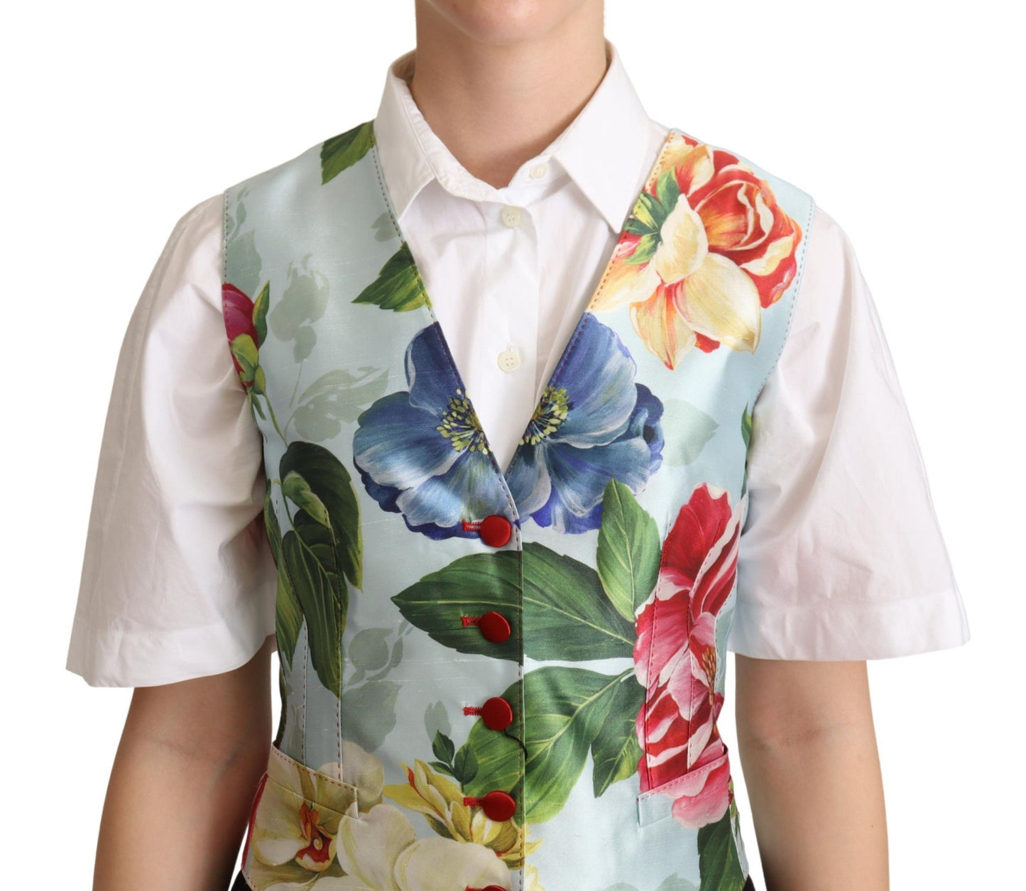 Dolce & Gabbana Elegant Floral Print Silk Waistcoat - Elegance Online Limited
