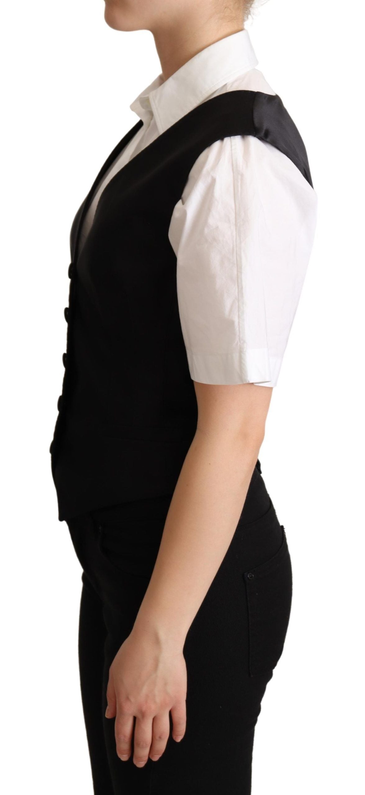 Dolce & Gabbana Elegant Silk Blend Black Waistcoat - Elegance Online Limited