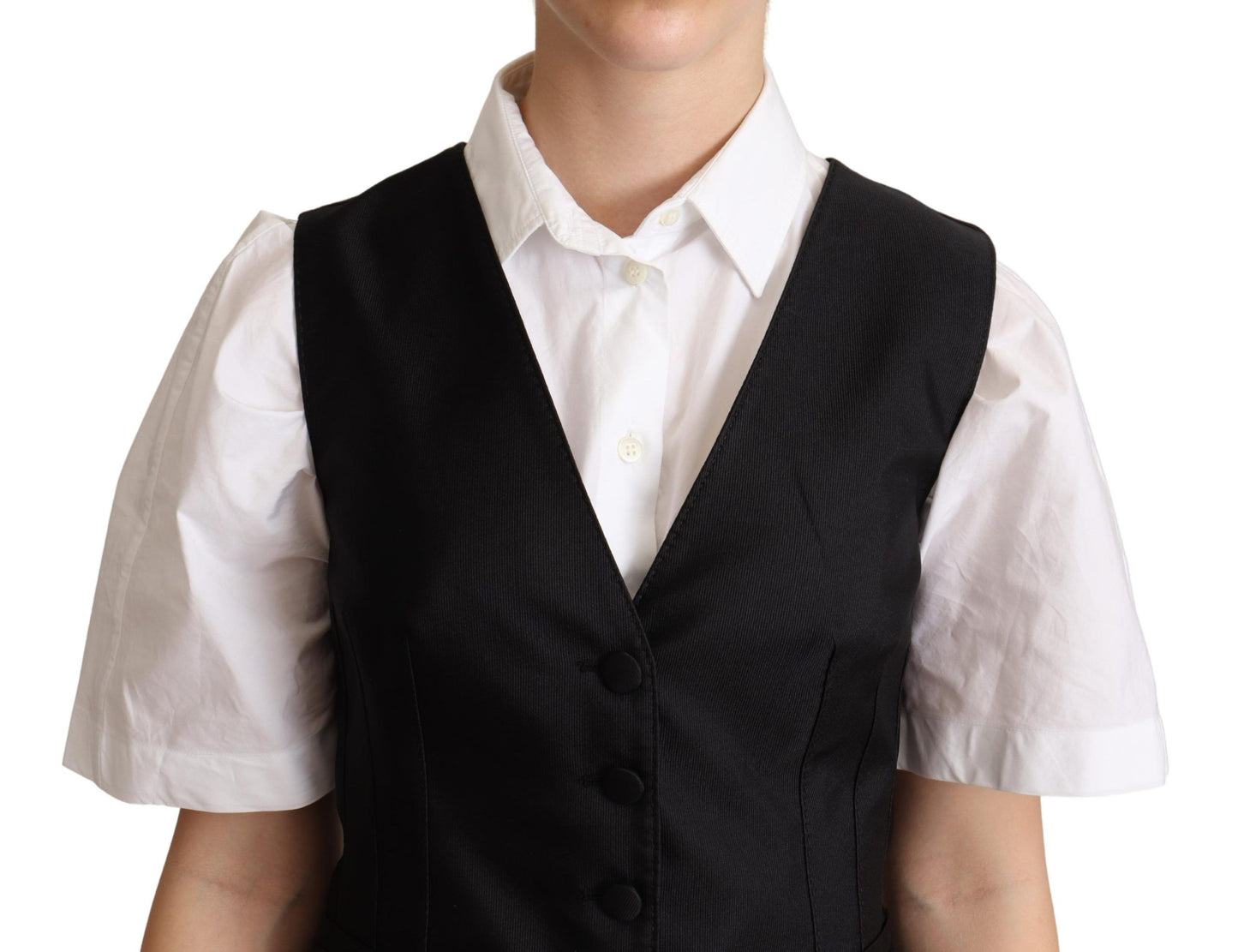 Dolce & Gabbana Elegant Silk Blend Black Waistcoat - Elegance Online Limited