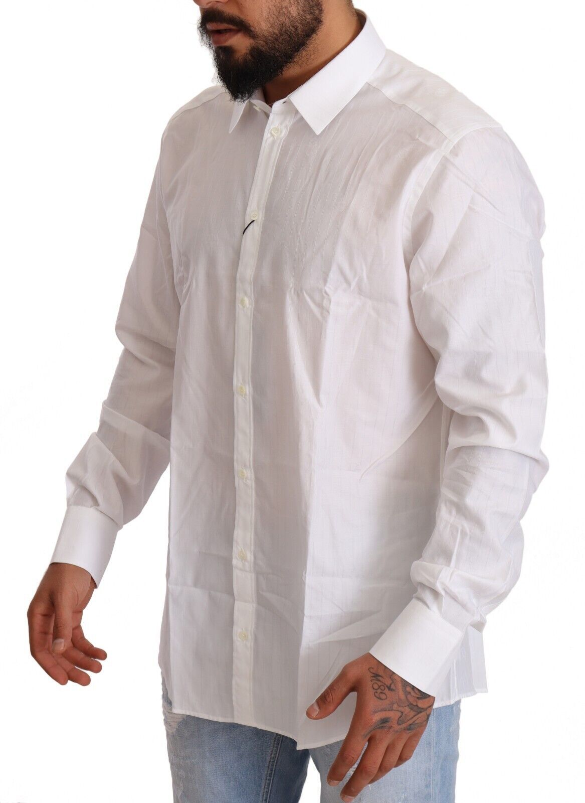 Dolce & Gabbana White Cotton Martini Fit Shirt - Elegance Online Limited