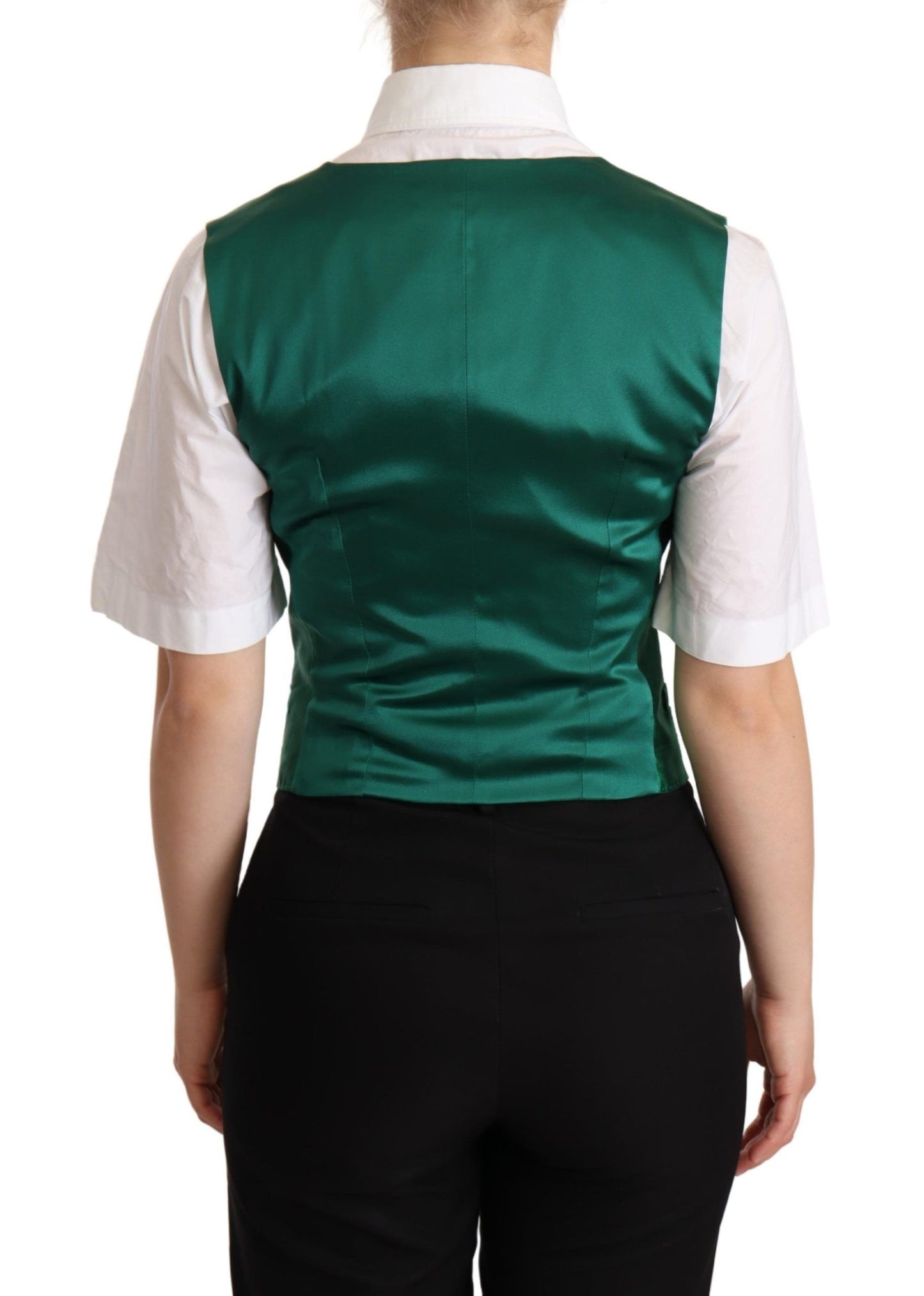 Dolce & Gabbana Elegant Green Silk Blend Waistcoat - Elegance Online Limited