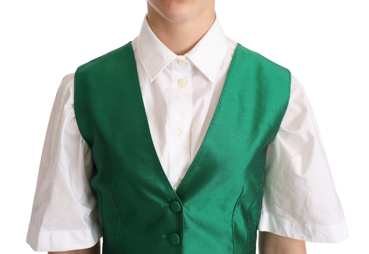 Dolce & Gabbana Elegant Green Silk Blend Waistcoat - Elegance Online Limited