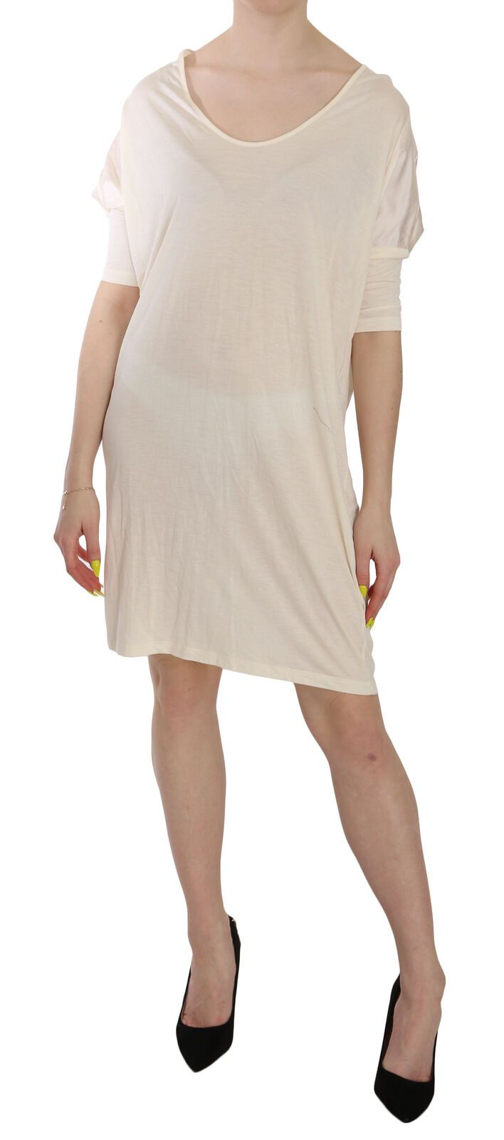 Costume National Chic Cream A-Line Elbow Sleeve Dress - Elegance Online Limited