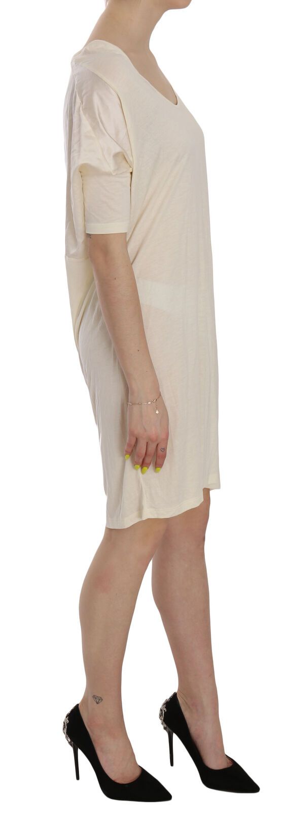 Costume National Chic Cream A-Line Elbow Sleeve Dress - Elegance Online Limited