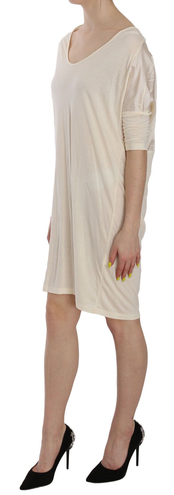 Costume National Chic Cream A-Line Elbow Sleeve Dress - Elegance Online Limited