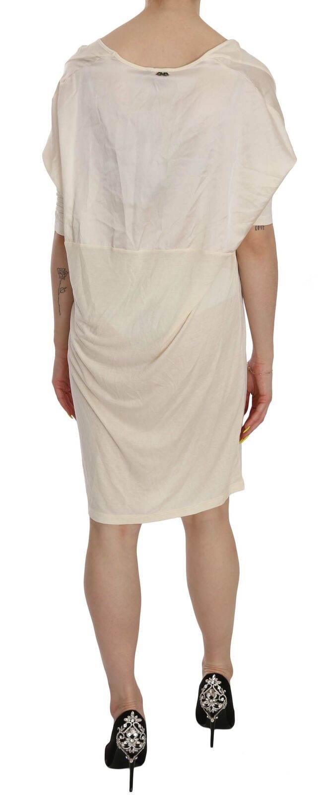 Costume National Chic Cream A-Line Elbow Sleeve Dress - Elegance Online Limited