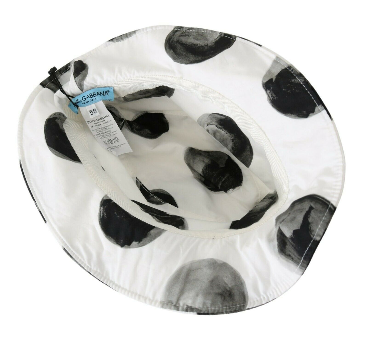 Dolce & Gabbana Polka Dot Cotton Bucket Hat - White & Black - Elegance Online Limited