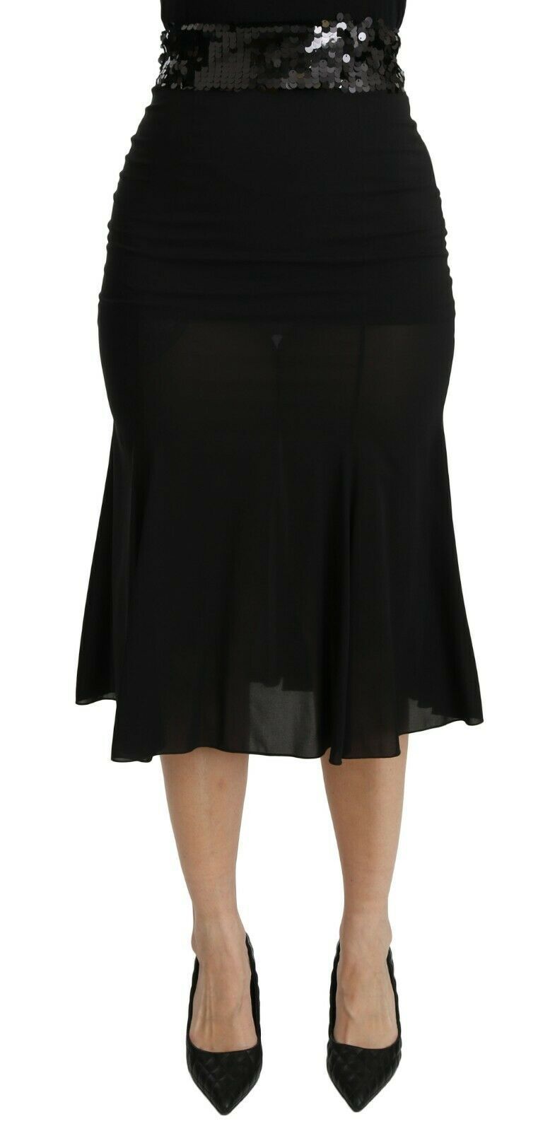 Dolce & Gabbana Chic High Waist Black Silk Blend Skirt - Elegance Online Limited